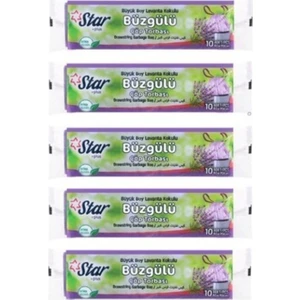 Plus Büzgülü Çöp Torbası / Poşeti - Büyük 65X70 - Lavanta Kokulu - 5 Rulo=50' Li