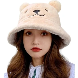 Kadın Sevimli Ayı Kulak Peluş Bucket Şapka