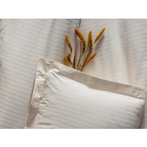 Cotton Box %100 Pamuk Saten Çift Kişilik Nevresim Takımı - Ekru Rengi & Çizgili Şık Nevresim Seti