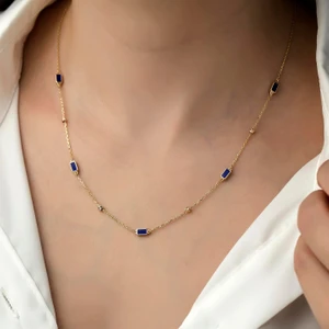 Hems Jewellery Atın Mineli Baget Zincir Kolye