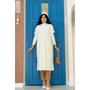 Bym Fashion 4340 Fitilli Triko Tunik Ekru