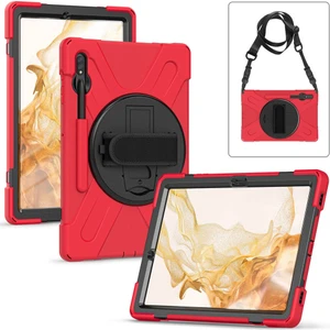 Samsung Galaxy Tab S7 Plus SM-T970 Kılıf Yatay Standlı ve Askılı Military Amazing Defender Zırh Özellikli Kılıf (Model SM-T970,T975,T977)