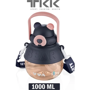 Tkk VVA1000 ml Çift Kullanım Pipetli/rahat Içim Bpa Içermeyen Taşıma ve Boyun Askılı Tritan Su Matarası FFTKK1003-1000ML