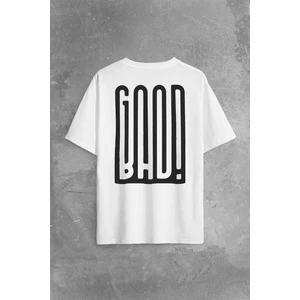 Good Bad Yazı Tipografi Iyi Kötü Sırt Ön Baskılı Oversize Tişört  T-Shirt
