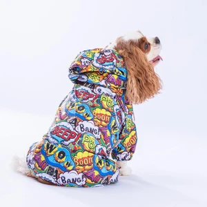 Popart Polarlı Su Geçirmez Küçük Irk Köpek Yağmurluk Tulum