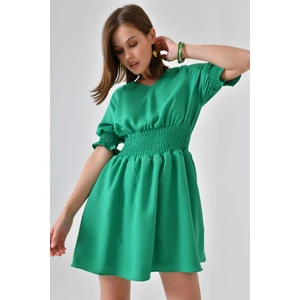 Yeşil Reglan Kol Cepli Gipeli Mini Elbise