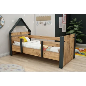 Valerin Çocuk Montessori Karyola Atlantik Çam Antrasit (GİRİŞ SAĞ VE SOL OLARAK KURULABİLİR) - Valerin