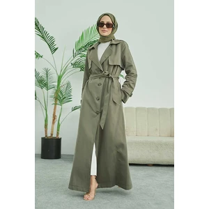 6604- Uzun Trench Trençkot Haki