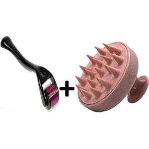 Titanyum Uçlu 540 Iğneli Derma Roller 0.5 mm Iğne + Yumuşak Silikon Duş Deri Masaj Tarağı ( 2 Ürün )