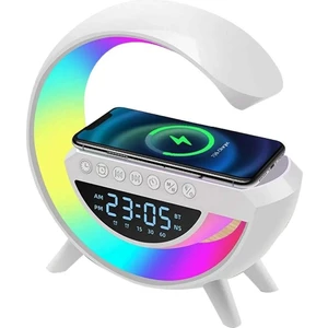Artwork Anatolia BT-3401 Kablosuz Şarj Standı Rgb Ledli Dijital Saatli Alarmlı Radyolu Bluetooth Hoparlör