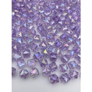 100GR 10MM Janjanlı Lila / Açık Mor Küp,kübik Model Akrilik Boncuk,çanta Boncuğu (100GR,~180 Adet)