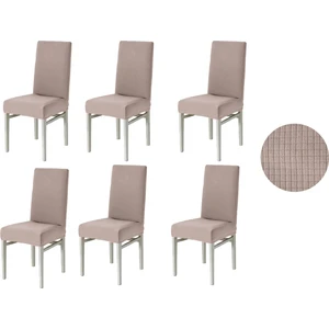 Güzelevim Tekstil Likralı Pitikare Desen Lastikli 6'lı Sandalye Kılıfı Sandalye Örtüsü  GZL0000240