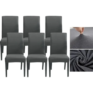 Güzelevim Tekstil Likralı Pitikare Desen Lastikli 6'lı Sandalye Kılıfı Sandalye Örtüsü  GZL0000240