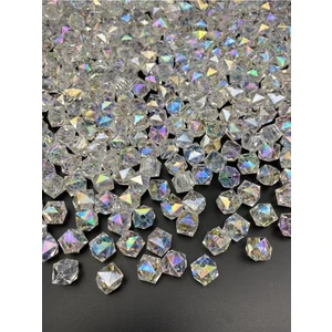 100GR 10MM Janjanlı Şeffaf Renk Küp,kübik Model Akrilik Boncuk,takı ,çanta Boncuğu (100GR,~180 Adet)