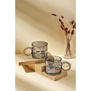Ringo Stone Color 325 ml 6'lı Cam Kupa Çay Kahve Bardağı 15177 Füme