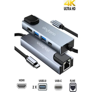 HC-13M Macbook Android Uyumlu Type-C To 3*usb 3.0 4K HDMI  Ethernet RJ45 Çevirici Hub Adaptör