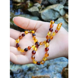 Kehribar Sarayı Damla Kehribar Karışık Parlak Renk Yetişkin Kolye Barok