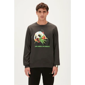 Bad Bear Re-Bamboo Crewneck Antrasit Baskılı Erkek Sweatshirt