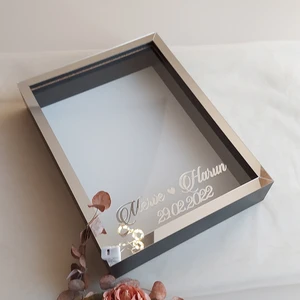 Verda Çerçeve 30X40 cm Derin! Siyah-Gümüş Isimli Ledli Gül Saklama Kutusu