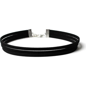 Siyah Renk Süet Kadın Choker Kolye