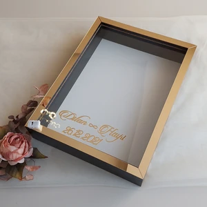 Verda Çerçeve Siyah 30X40 cm Fotoğraf Bölümsüz Yarı Gold Isimli Ledli Gül Saklama Kutusu