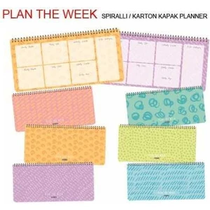 Plan The week Spiralli Karton Kapak Defter 13x37 54 Yaprak