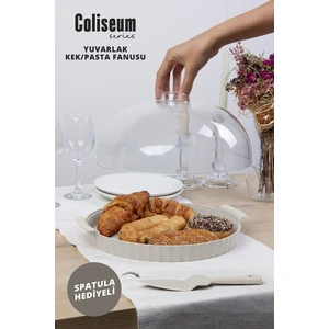 Okyanus Home Coliseum Beyaz Yuvarlak Kek - Pasta Fanusu