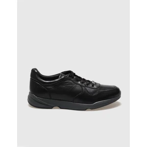 %100 Hakiki Deri Siyah Bağcıklı Erkek Günlük Ayakkabı