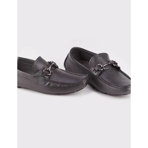 Erkek Hakiki Deri Toka Detaylı Siyah Loafer Ayakkabı