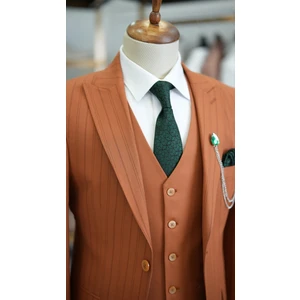 Erkek Çizgili Takım Elbise Kırlangıç Yaka Italyan Kesim Slim Fit Ceket Yelek Pantolon