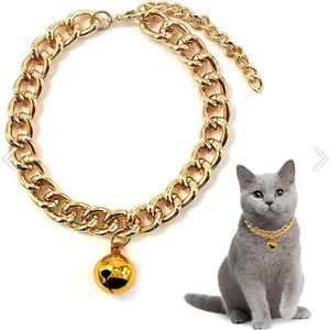 Ayarlanabilir Zincir Alüminyum Zilli Gold  Lüx Kedi ve Küçük Irk Köpek Kolye Tasması