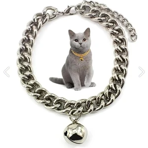 Ayarlanabilir Zincir Alüminyum Zilli Gold  Lüx Kedi ve Küçük Irk Köpek Kolye Tasması