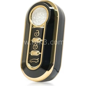 Barkas Elektronik Fiat Doblo Ducato Fiorino Punto 500L Bravo Boxer Jumper Bipper Nemo Combo Abarth Sustalı Nano Anahtar Kılıfı 3 Buton Siyah