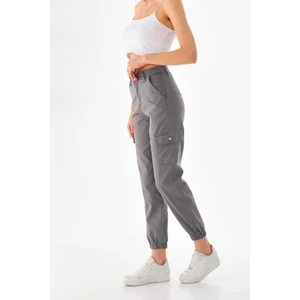 Gri Kargo Cepli Gabardin Kumaş Pantolon