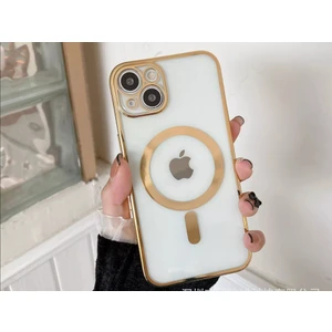 Apple iPhone 15 Plus Kılıf Magsafe Kamera Lensli Korumalı Şeffaf Silikon Kapak