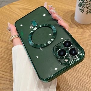 Apple iPhone 15 Pro Max Kılıf Magsafe Kamera Lensli Korumalı Şeffaf Silikon Kapak
