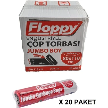 Floppy Çöp Torbası 80X110 cm Jumbo Boy 300 gr 1 Koli (20X10=200