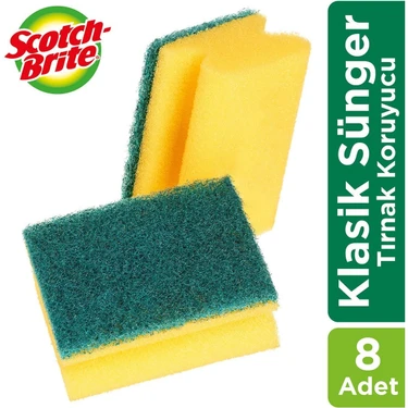 Scotch Brite Scotch-Brite Yeşil Bulaşık Süngeri 8'li- Tırnak