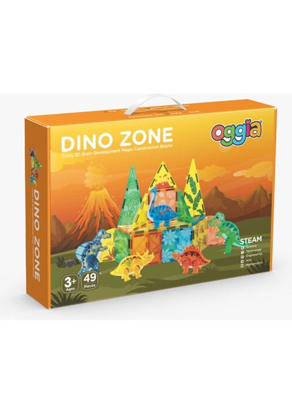 Dino Zone 49 Parça Manyetik Oyuncak / Bloklar Seti (Yaratıcı Manyetik Oyuncak Seti) (KBDW-49KL)