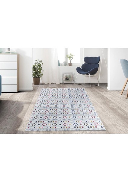 Carpettex Halı Iskandinav Kilim Desenli Kaymaz Taban Yıkanabilir Renkli Halı