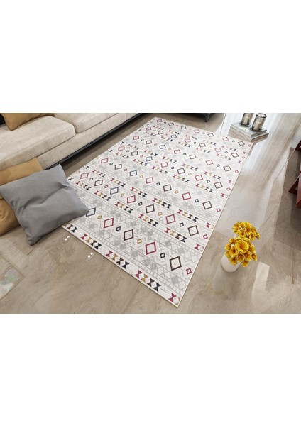 Carpettex Halı Iskandinav Kilim Desenli Kaymaz Taban Yıkanabilir Renkli Halı