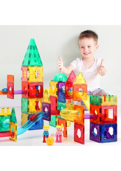 Marble Run 200 Parça Manyetik Oyuncak / Bloklar Seti (Yaratıcı Manyetik Oyuncak Seti) (KBKG-200)