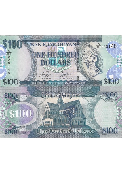 Guyana 100 Dolar Yabancı Kağıt Para Çil Koleksiyon Para