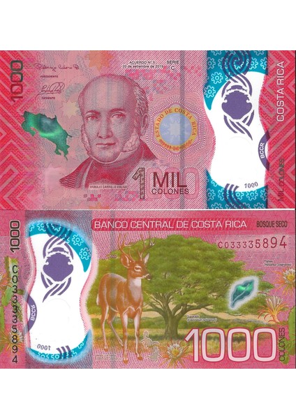 Kosta Rika 1 Mil Yabancı Kağıt Para Çil Koleksiyon Para