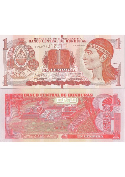 Honduras 1 Lempira Yabancı Kağıt Para Çil Koleksiyon Para