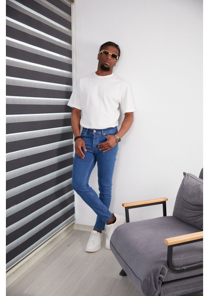 Mavi Kot Pantolon Slim Fit Likralı Renk Solması Yapmaz Yüksek Kaliteli Jeans Kot Pantolon fırsatları