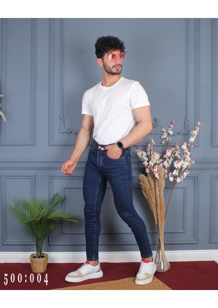 Mavi Kot Pantolon Slim Fit Likralı Renk Solması Yapmaz Yüksek Kaliteli Jeans Kot Pantolon