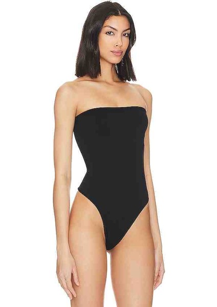 Kadın Siyah Straplez Bodysuit