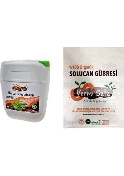 Organik Solucan Gübresi Sebze, Meyve, Tarla, Sera, Bahçe Bitkilerinde 20 Kg Katı+20 Lt Sıvı