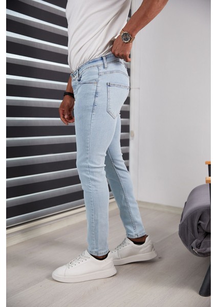 Mavi Kot Pantolon Slim Fit Likralı Renk Solması Yapmaz Yüksek Kaliteli Jeans Kot Pantolon